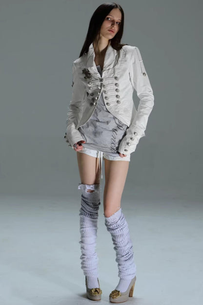 Patchwork Leather Napoleon Jacket