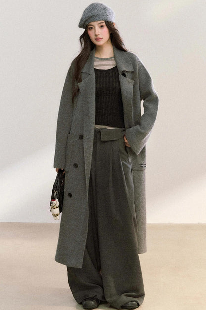 Elegant Knitted Double-Breasted Coat