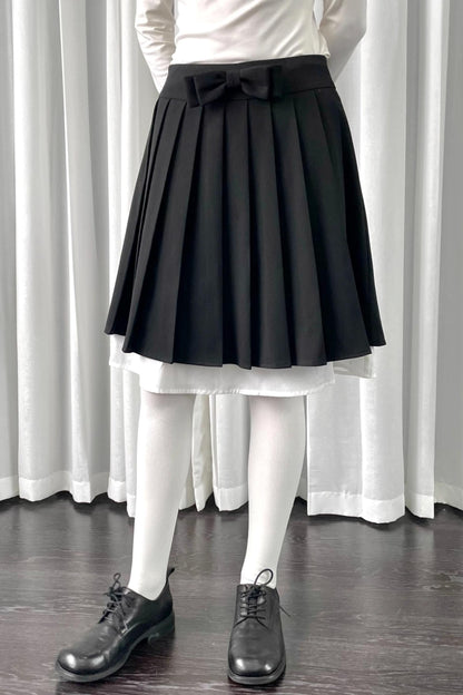 Black Pleated Bow Skirt