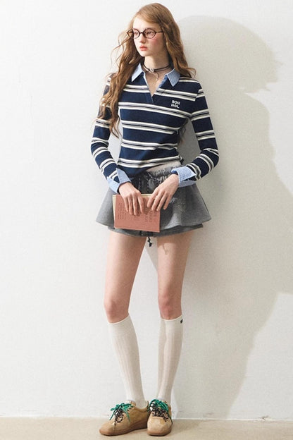 Mint Intellectual Striped Polo T-shirt