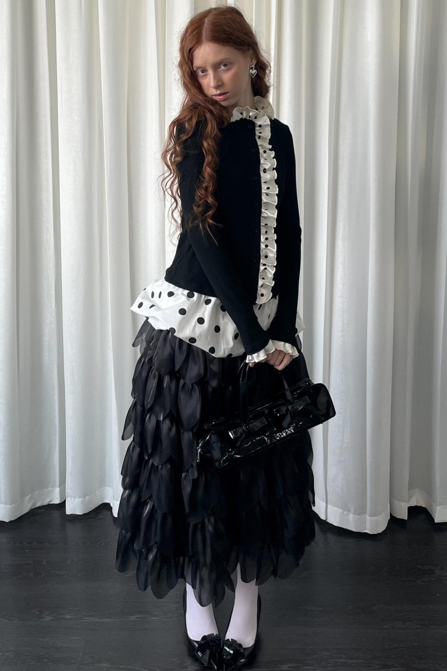 Polka Dot Lace Long Sleeve Cardigan