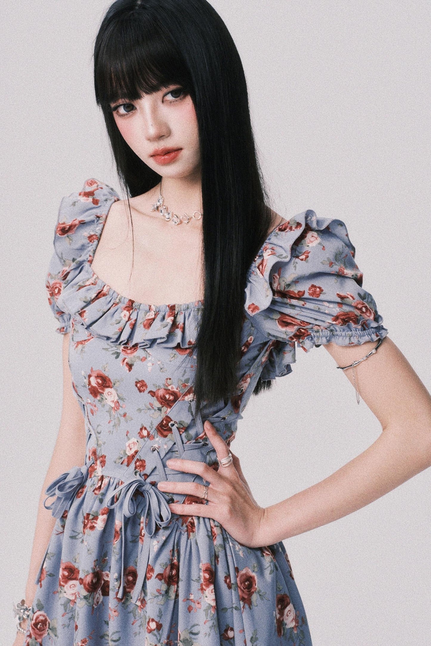 Asymmetrical Bubble Sleeve Dress