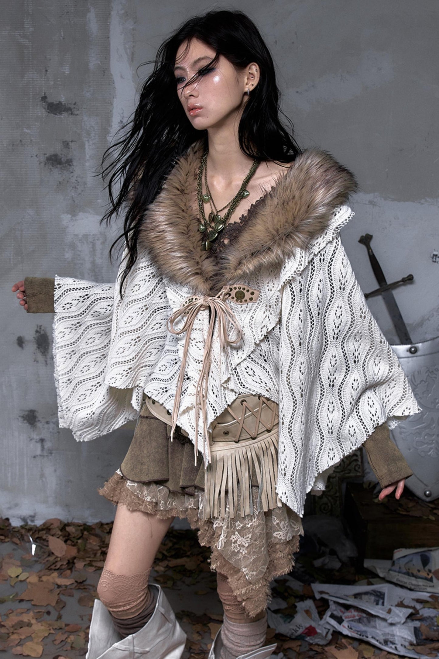 Millennium Vintage Knit Cape Jacket