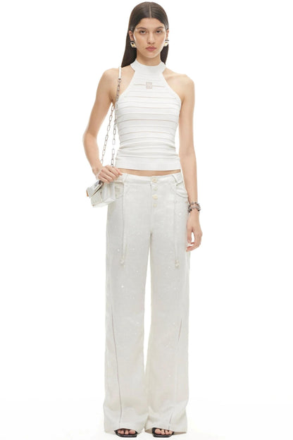 Tencel Linen Straight-Leg Pants