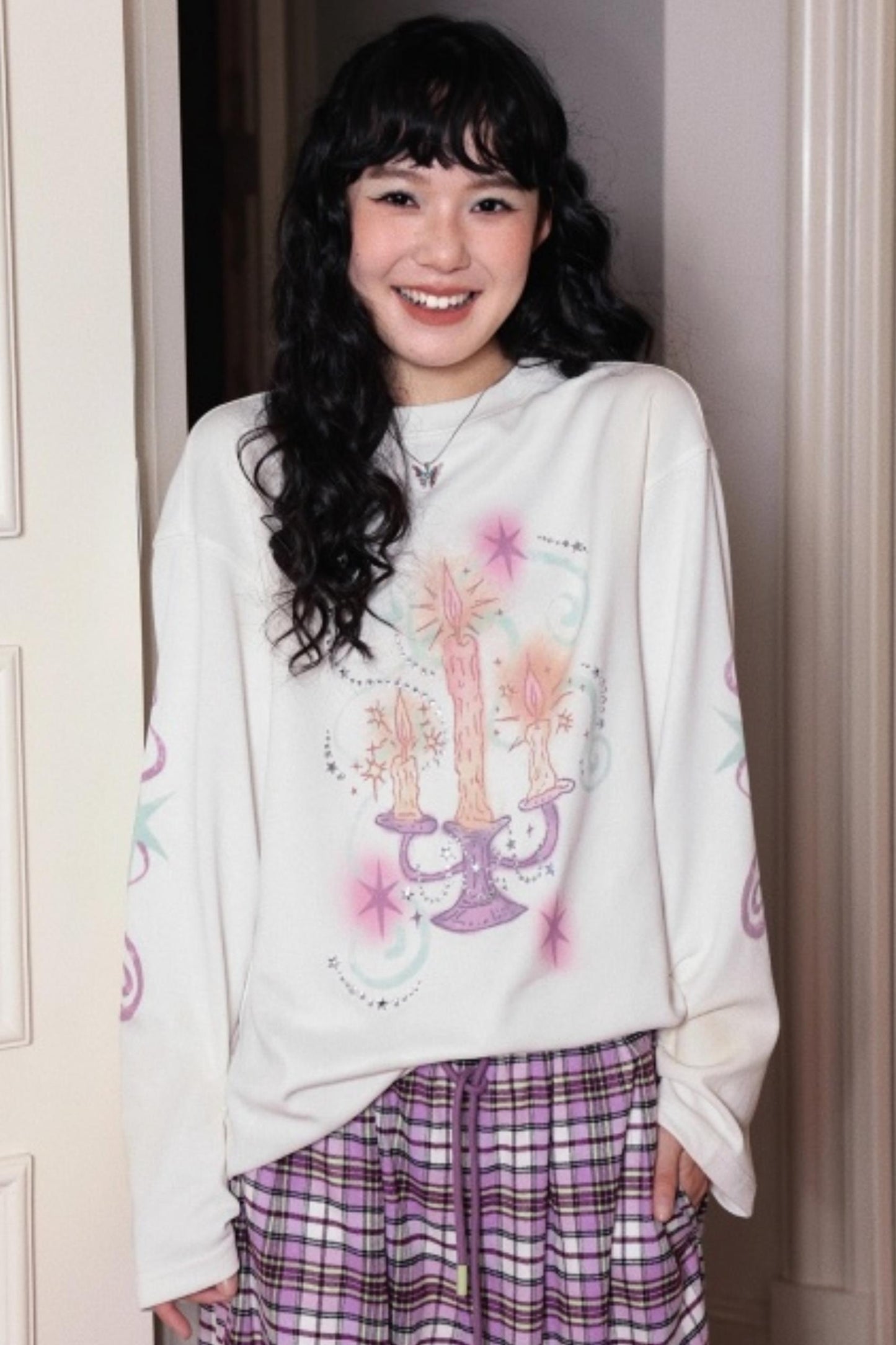 Candlestick Print White T-Shirt