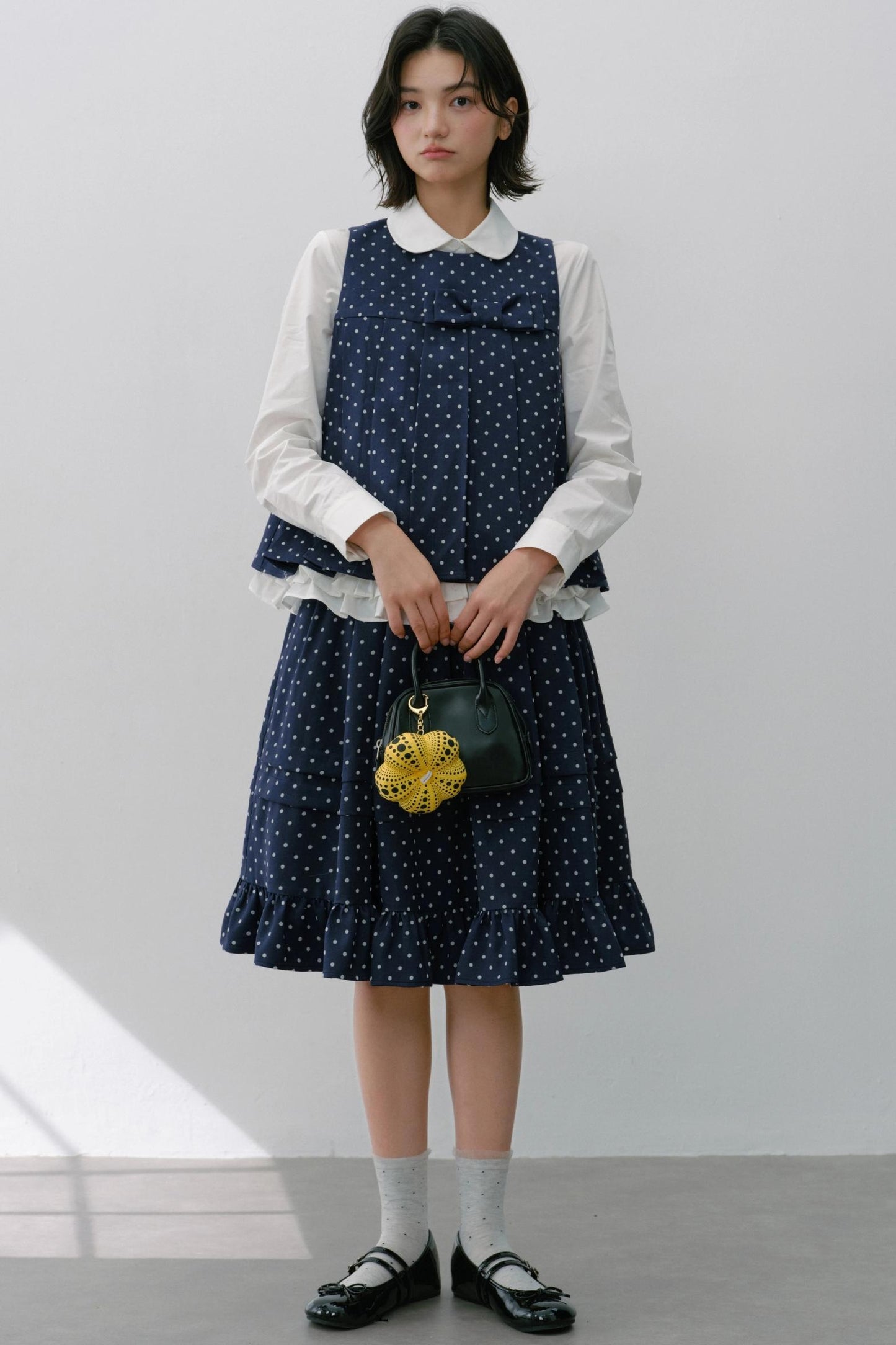 Navy Polka Dot Puffy Skirt Set-Up