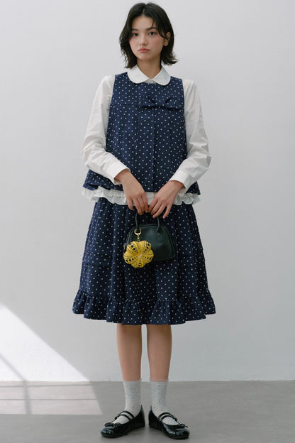 Navy Polka Dot Puffy Skirt Set-Up