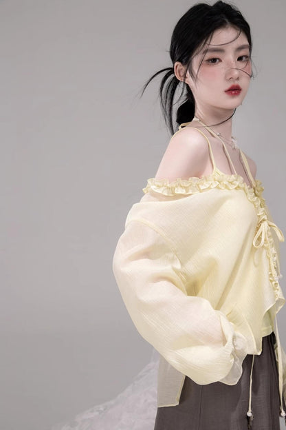 Feathered Tie & Suspenders Set