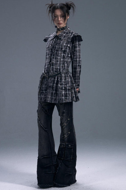 Casual Distressed Punk Bootcut Jeans