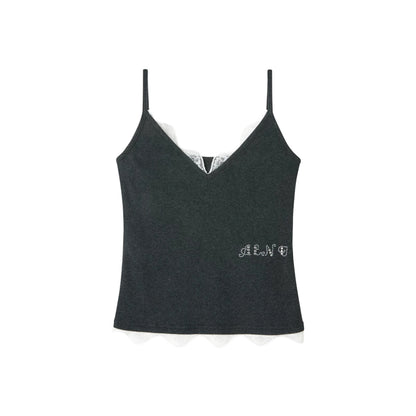Retro Lace Rhinestone Camisole