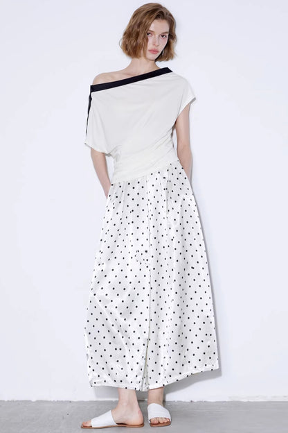Off-White Polka Dot Silk Pants