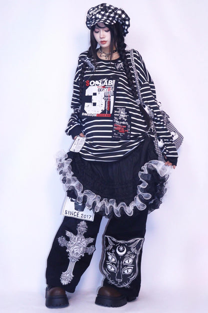 Punk Retro Denim Pants