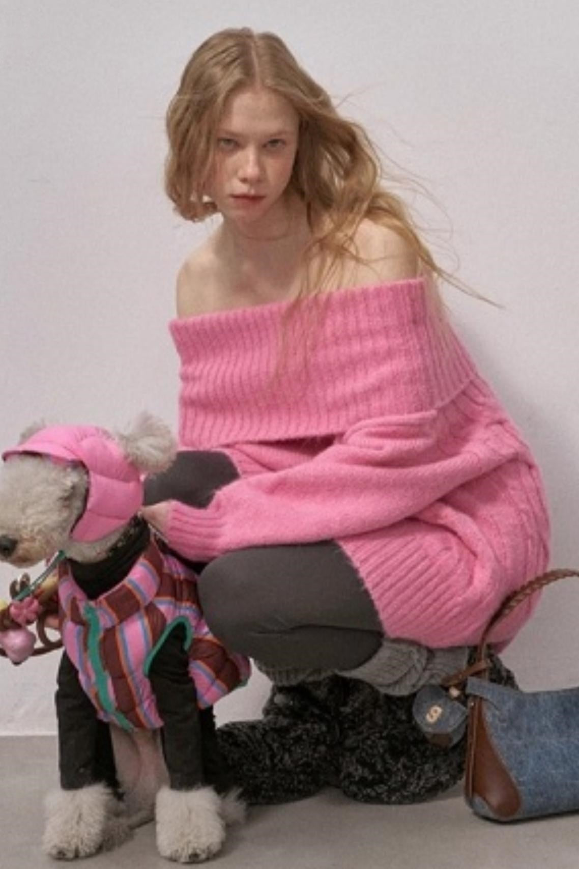 One-Shoulder Cable-Knit Sweater