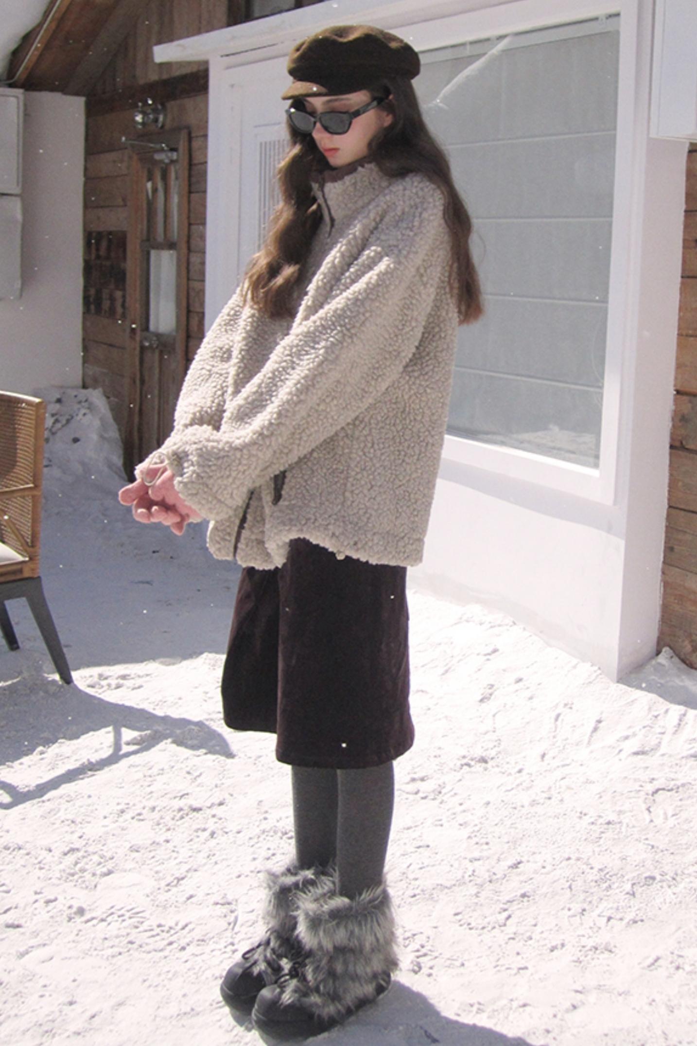 Snow Kiss Latte Plush Coat