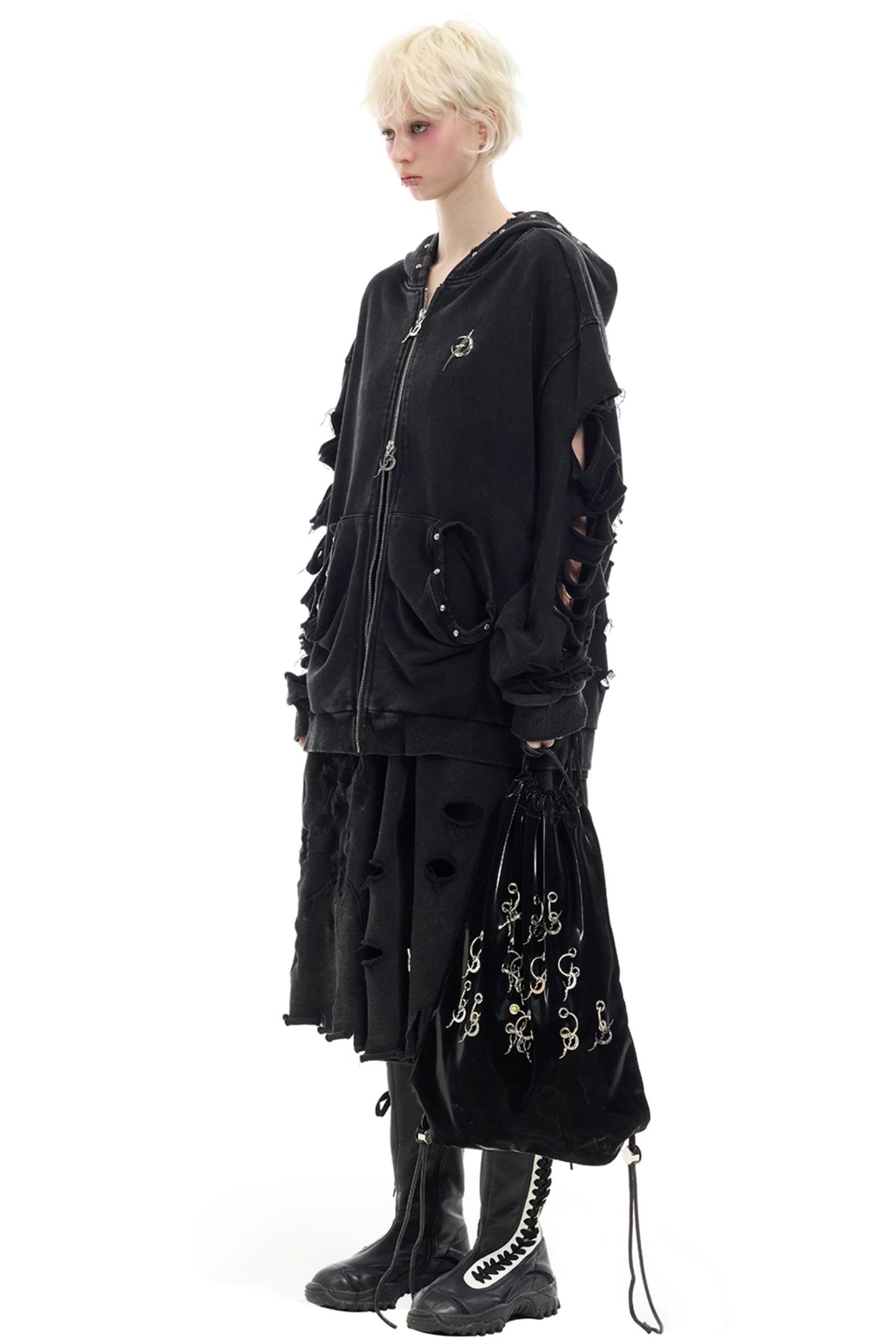 Studded Hooded Cardigan