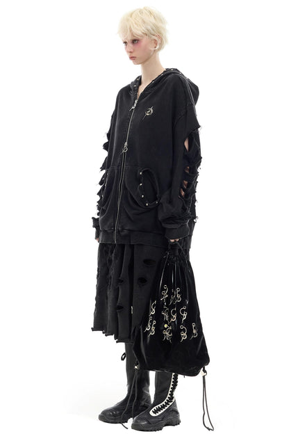 Studded Hooded Cardigan