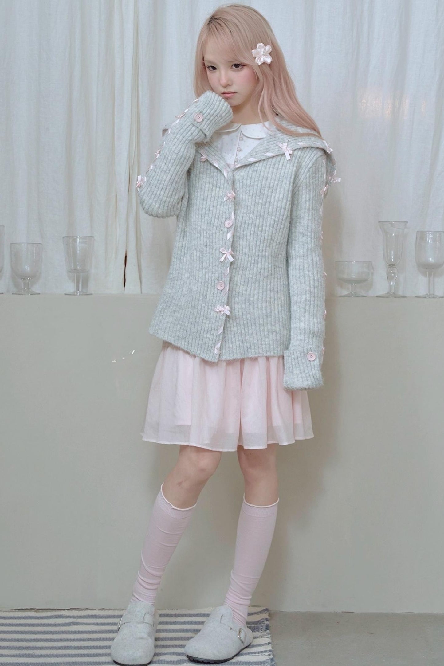 Pleated Lace Pink Skirt