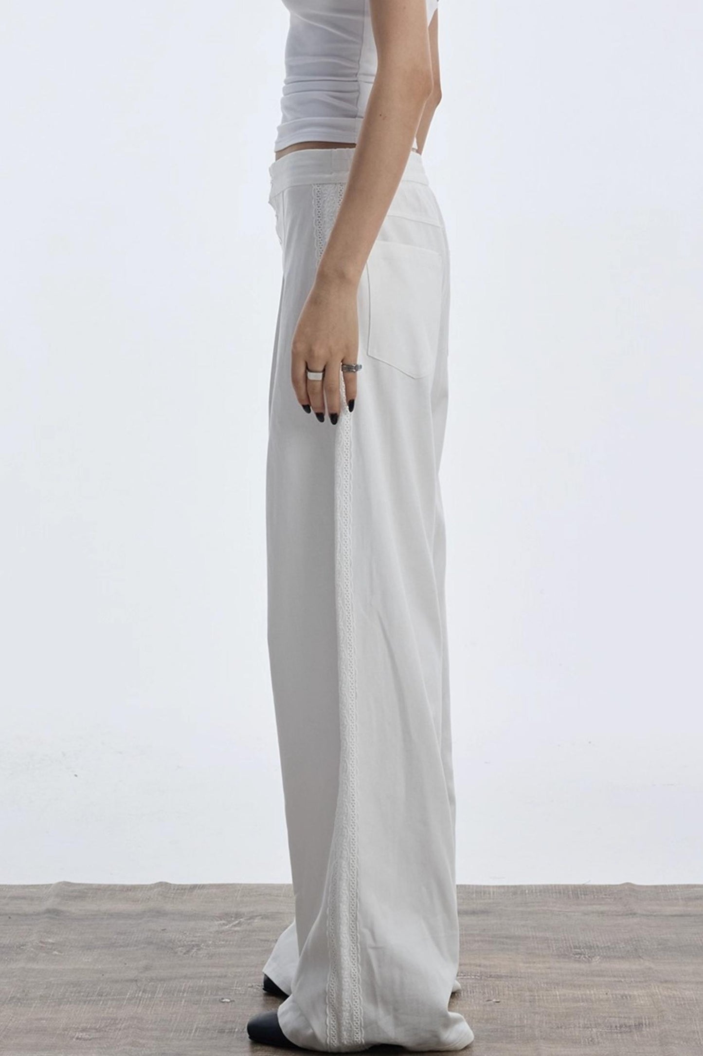 Autumn White Wide-Leg Pants
