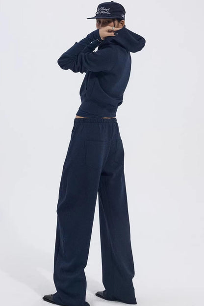 Navy Blue Zip Jacket and Pants Set