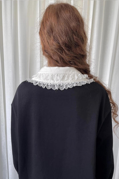 Lace Panel Knitted Sweatshirt