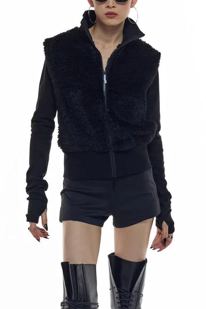 Patchwork-Pelzweste-Jacke