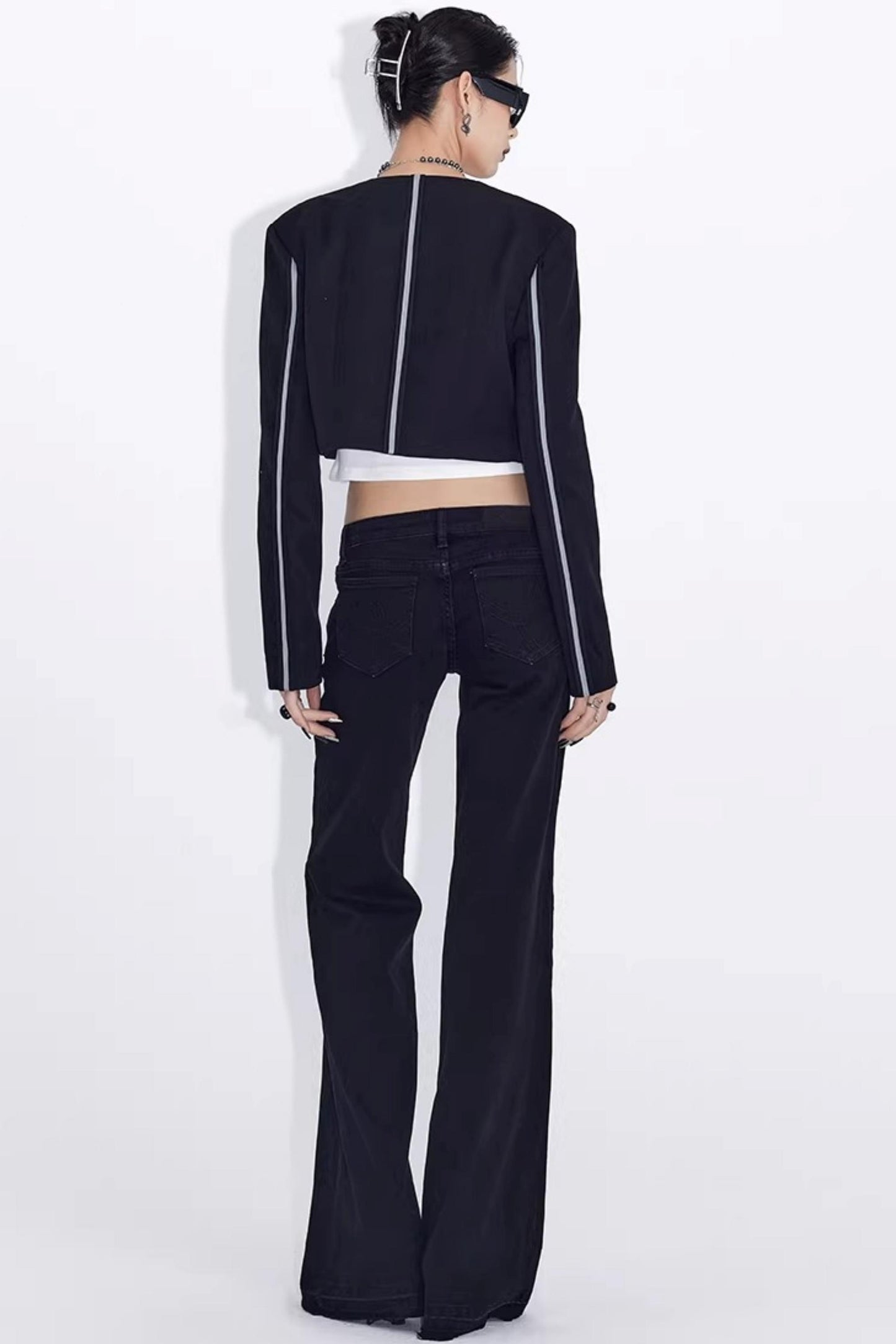 Black Rivet Flared Jeans
