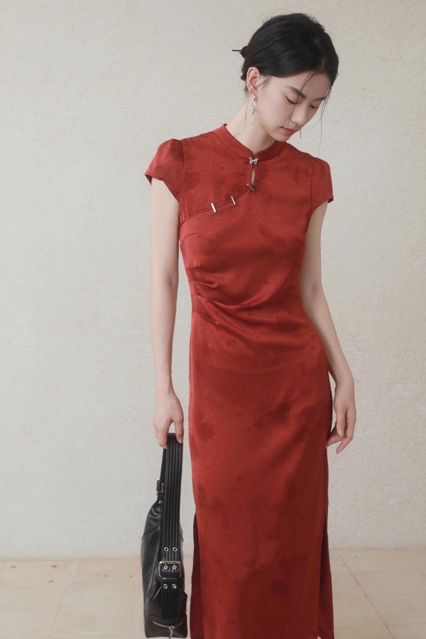 Summer Satin Cheongsam Dress