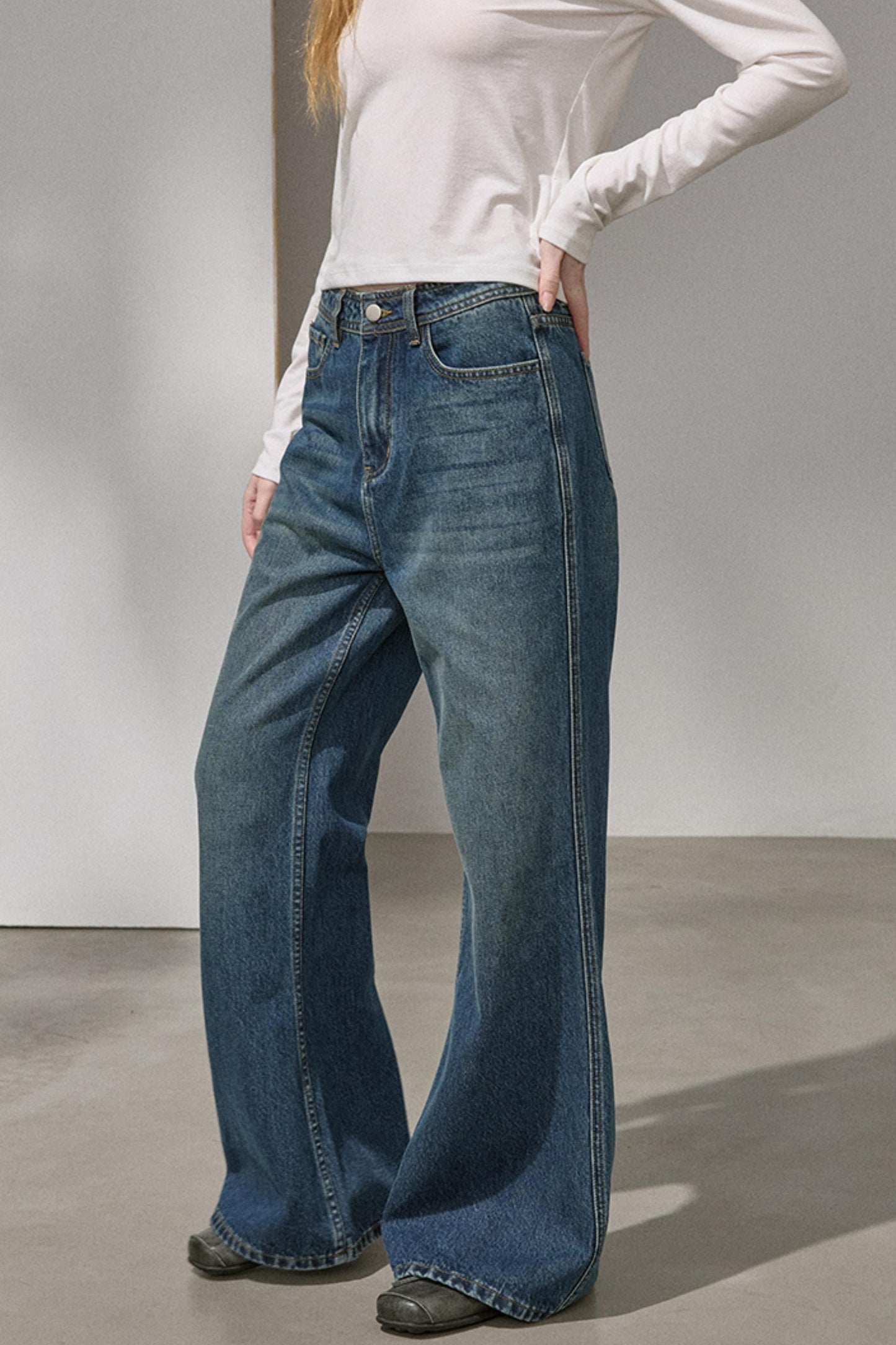 Embroidered Flared Denim Pants