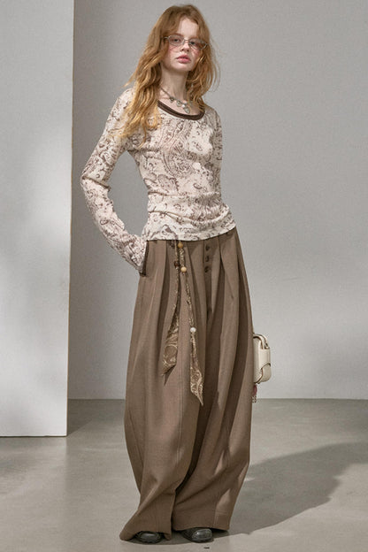 Button Pleated Cargo Pants