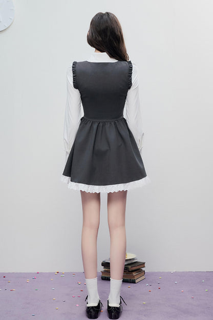 Spring Lace Bow Waist Tank Dress