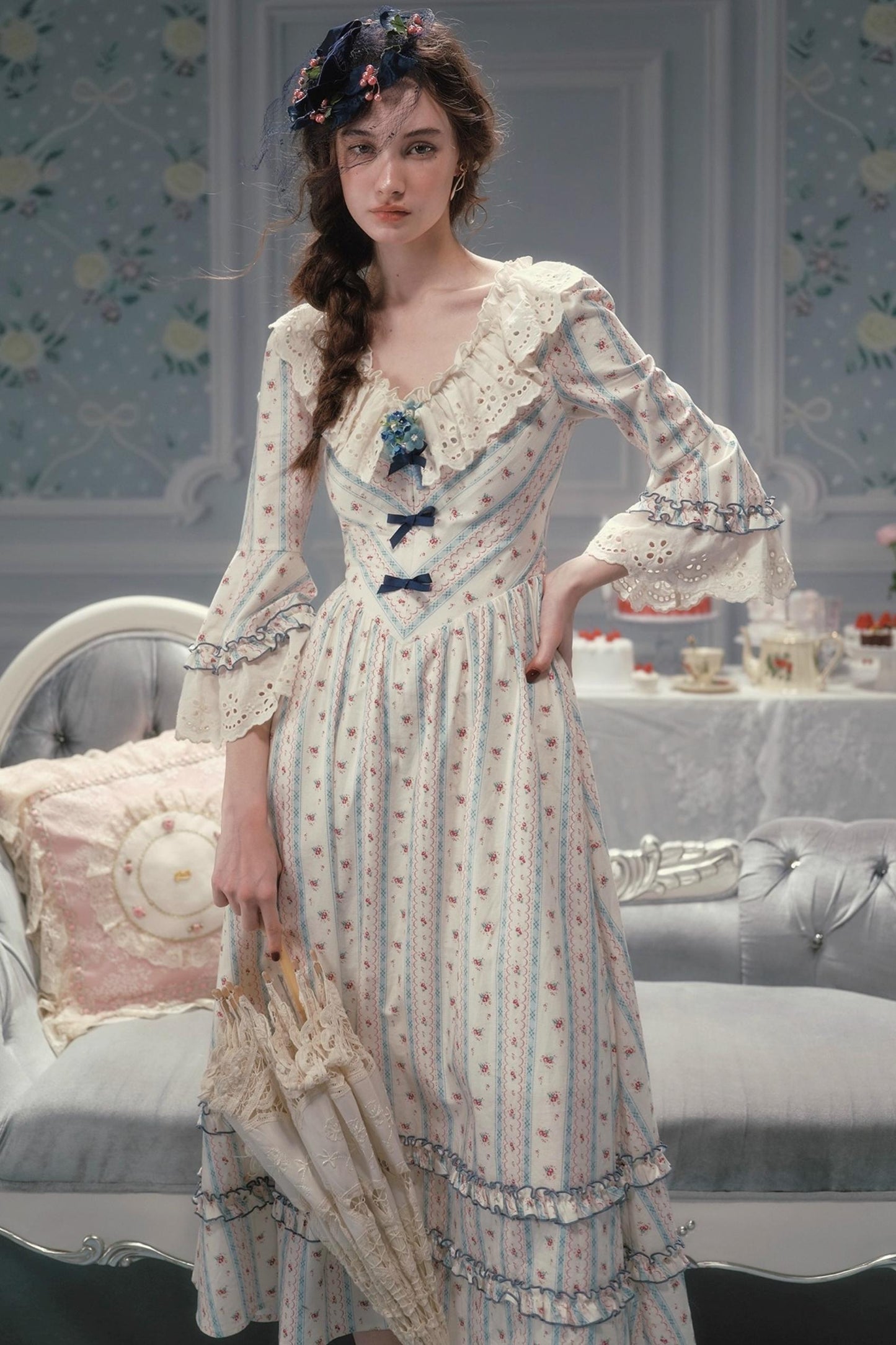 Versailles French Rustic Striped Dress