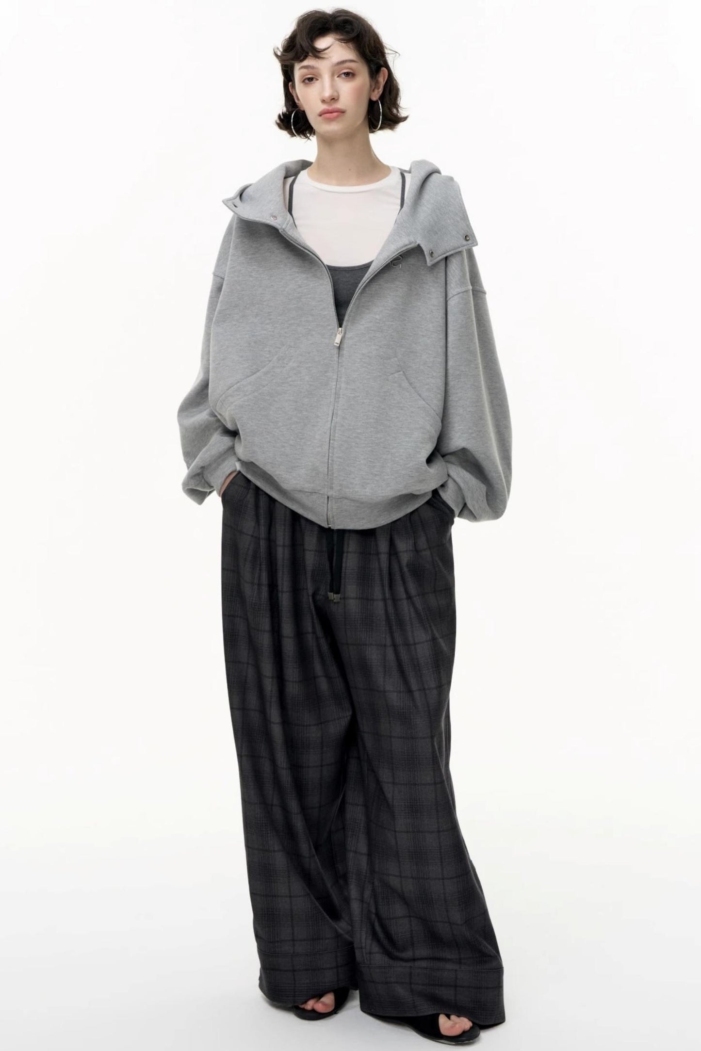 Casual Large Zip Hooded Cardigan