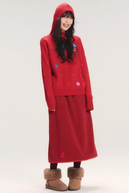 Colorful House Hooded Knit Sweater