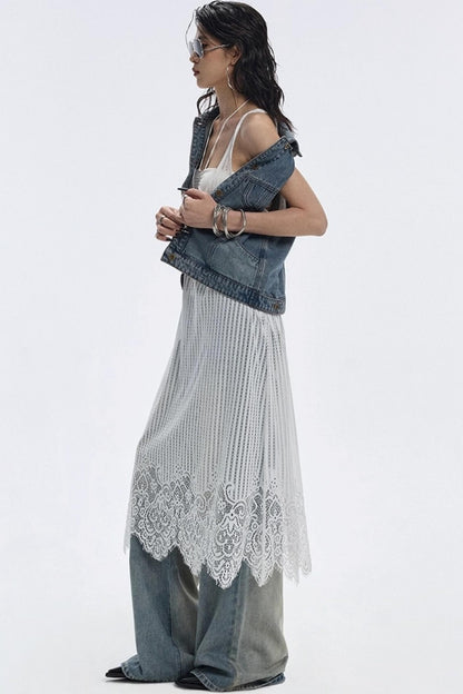 Lace Hem Layered Dress