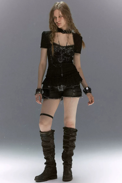 Gothic Lace Ruffled Vest