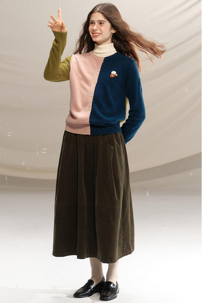 Retro Green Pleated Skirt