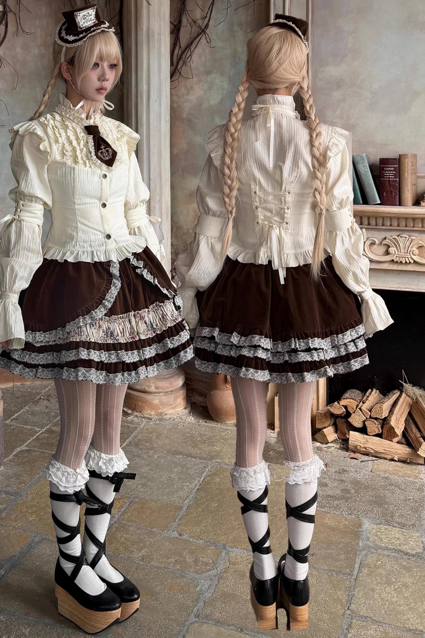 Beige Lace Trim Shirt