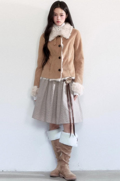 Flower Lace-Up Midi Skirt