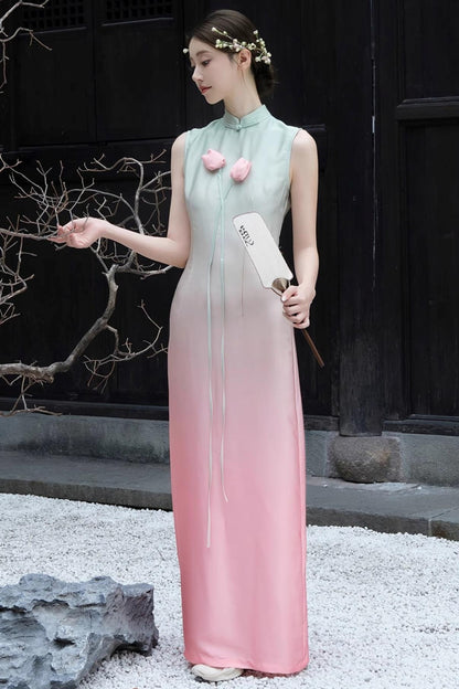 Romantic Floral Cheongsam Dress