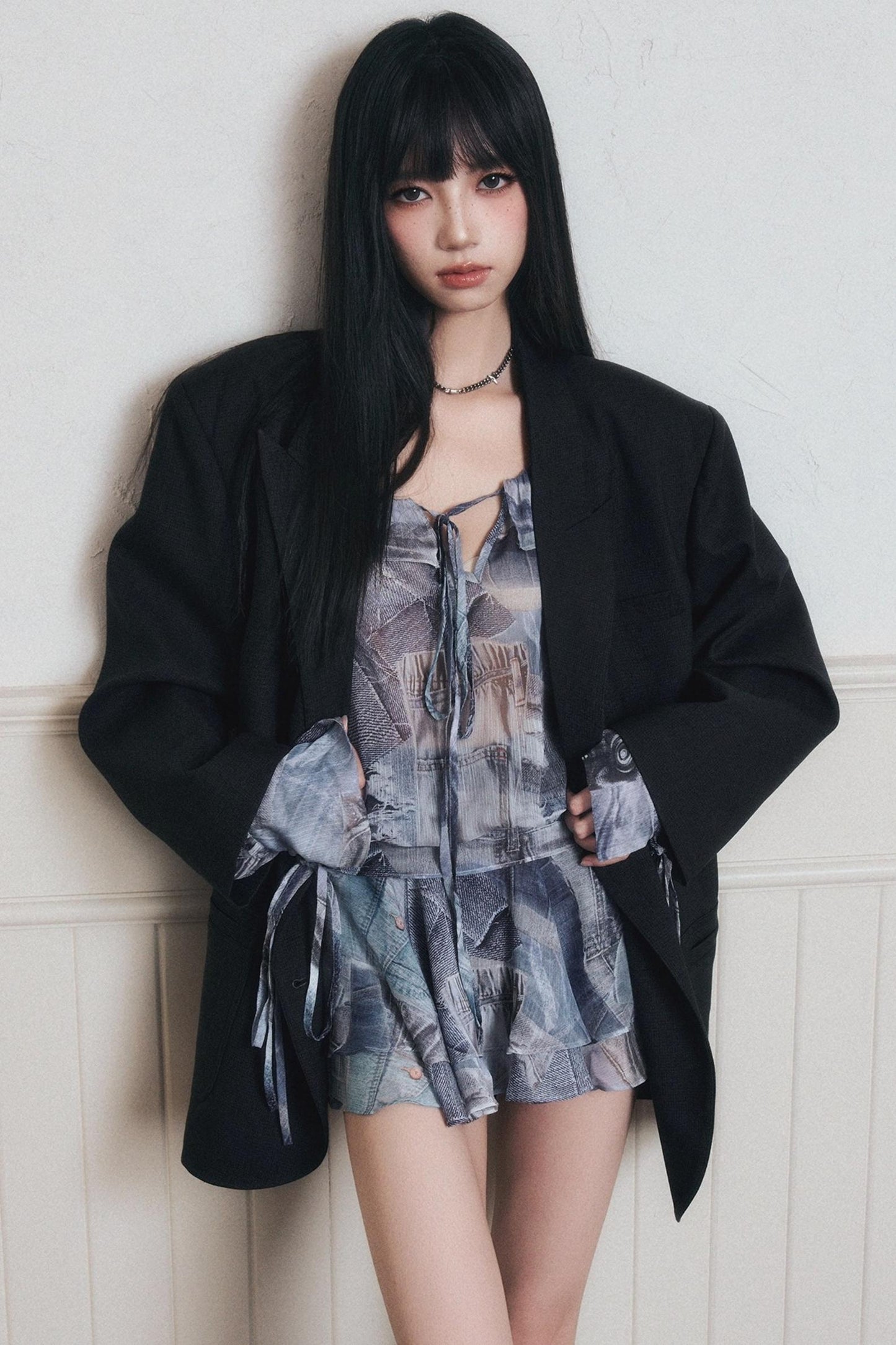 Ruffles Denim Shirt Dress