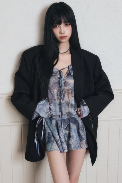 Ruffles Denim Shirt Dress