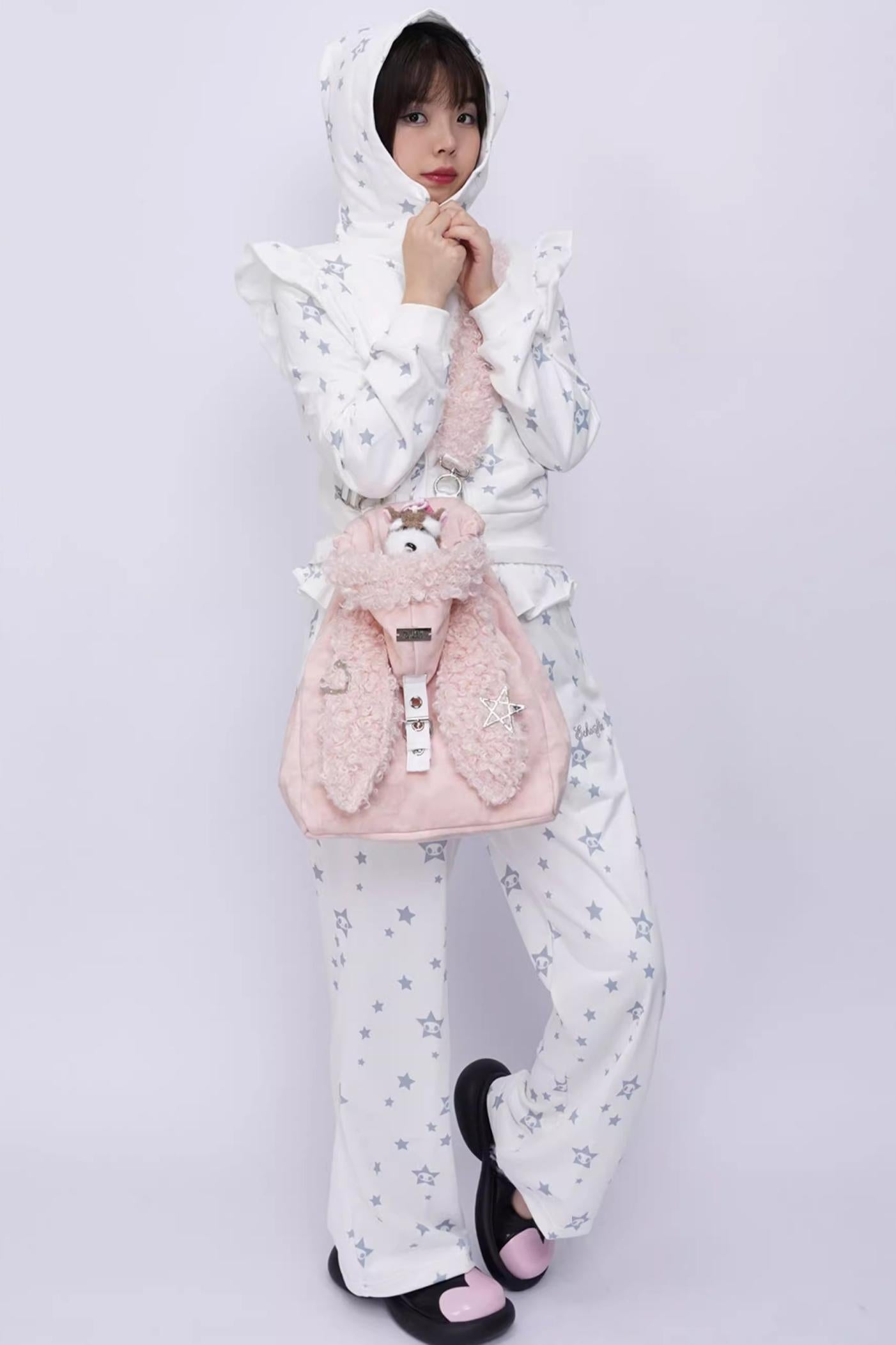 Cute Furry Rabbit Ear Backpack