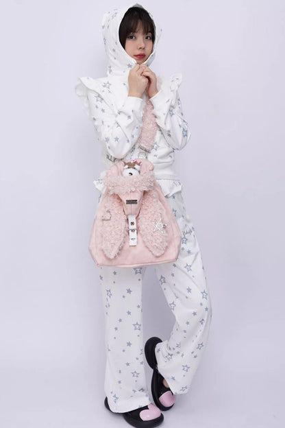 Cute Furry Rabbit Ear Backpack