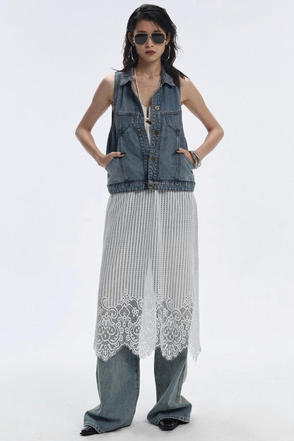 Summer Blue Washed Denim Vest