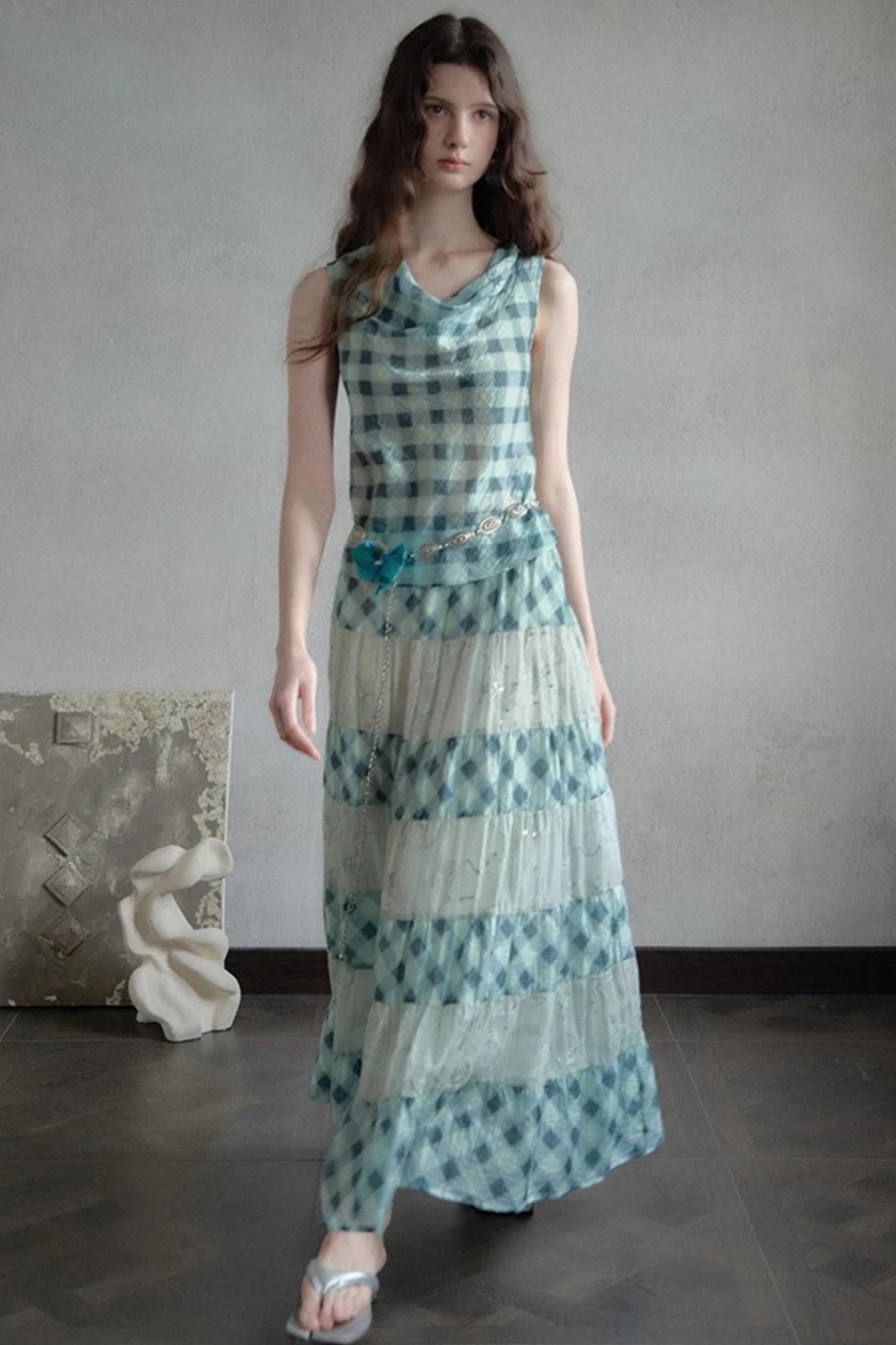 Moonfall Ice Blue Plaid Skirt