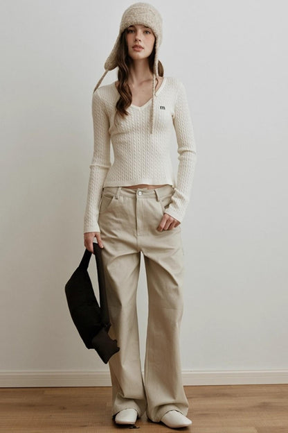 Embroidered Airy Drapey Pants