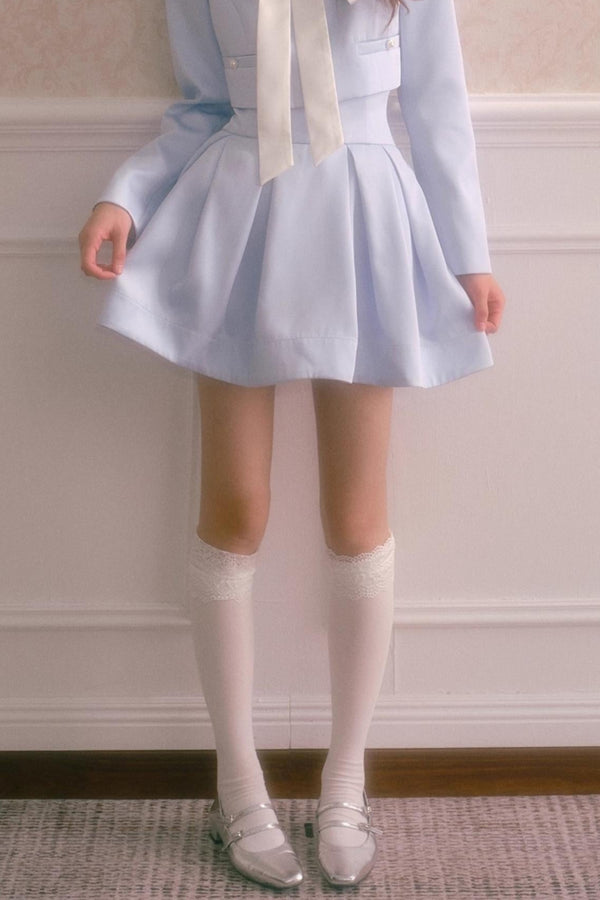 Korean Style Lace-Up Puffy Skirt Set-Up