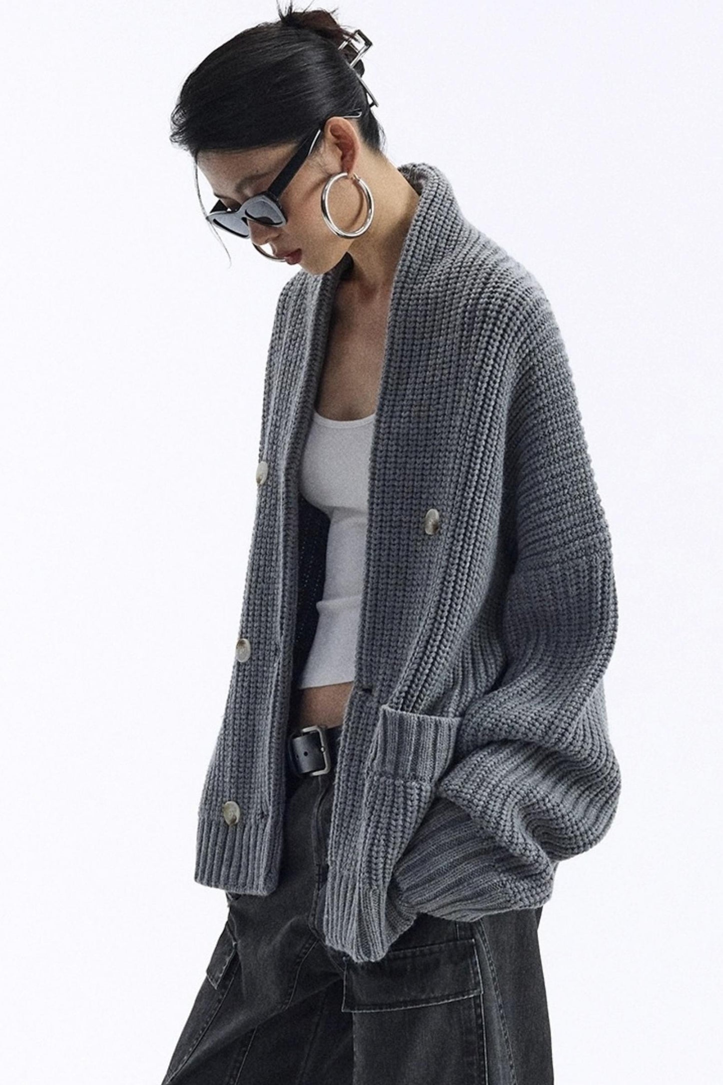 Lazy Style Large Pocket Knitted Cardigan