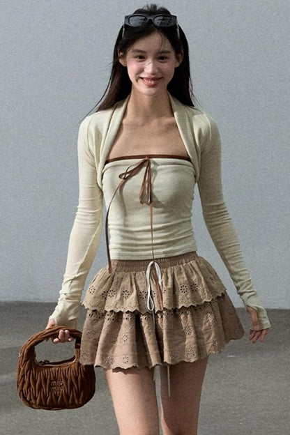 Lyocell Perforated Embroidered Puffy Cake Skirt