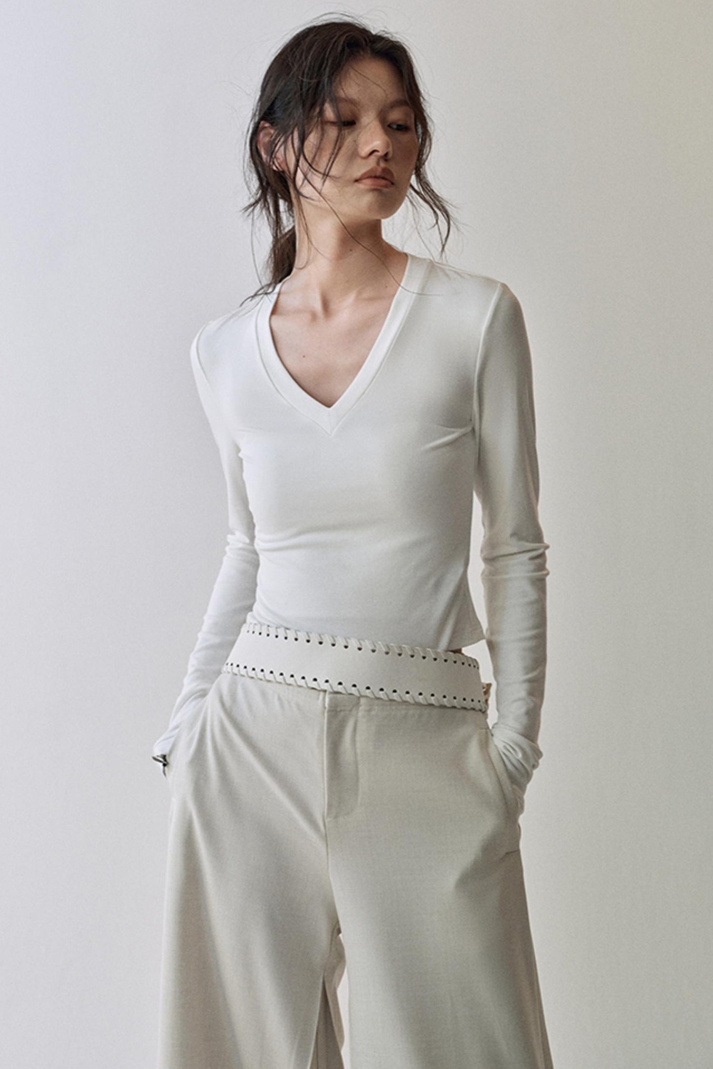 Elegant V Neck Flower T-Shirt